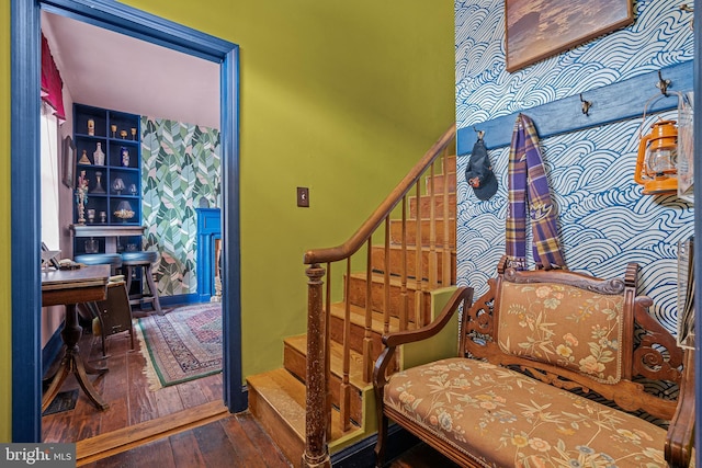 503 N Paca St, Baltimore, MD 21201 - stairs with hardwood / wood-style flooring