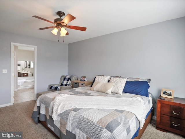 112 Toulouse Ln, Martinsburg, WV 25403 - bedroom with carpet flooring, ceiling fan, connected bathroom, and baseboards