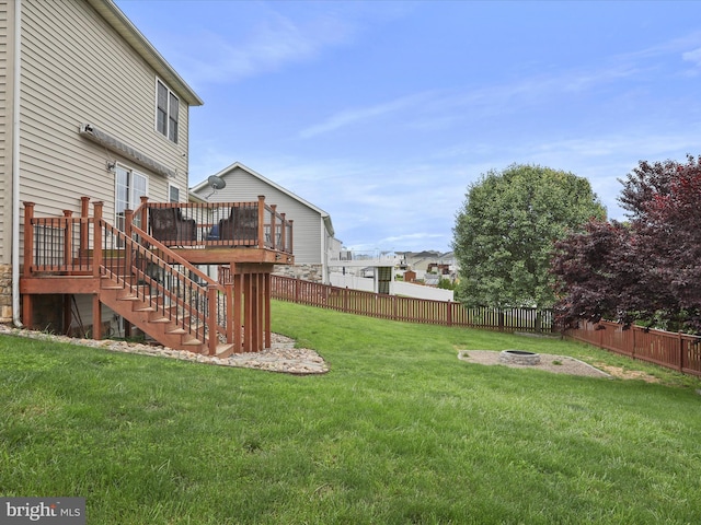 112 Toulouse Ln, Martinsburg, WV 25403 - view of yard with stairway, a fire pit, and a deck