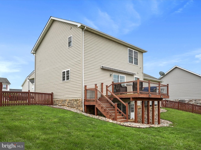 112 Toulouse Ln, Martinsburg, WV 25403 - back of house featuring a deck, stairway, and stone siding