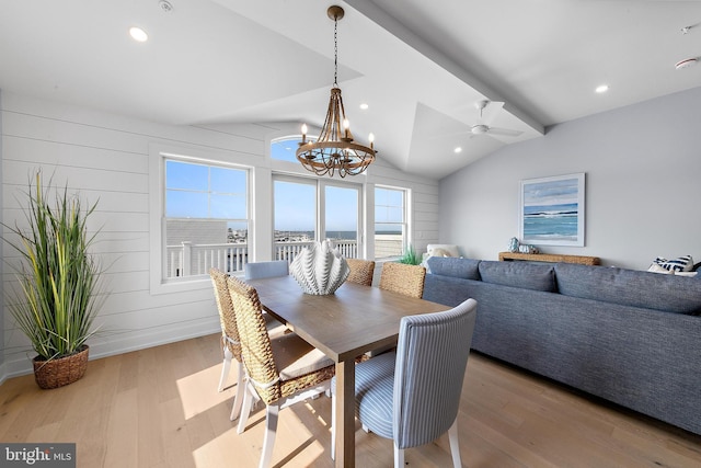 2600 Long Beach Blvd Unit 12, Long Beach Township, NJ 08008 - dining area with wood finished floors, a chandelier, lofted ceiling, and recessed lighting