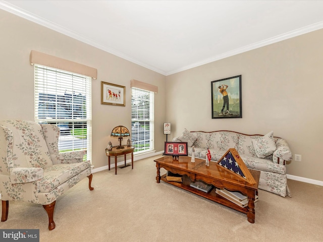 6810 Morrow Way, Frederick, MD 21703 - carpeted living room with ornamental molding and baseboards