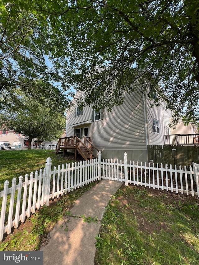 745 Cedar Ct, Red Hill, PA 18076 - view of home's exterior with a fenced front yard and a deck
