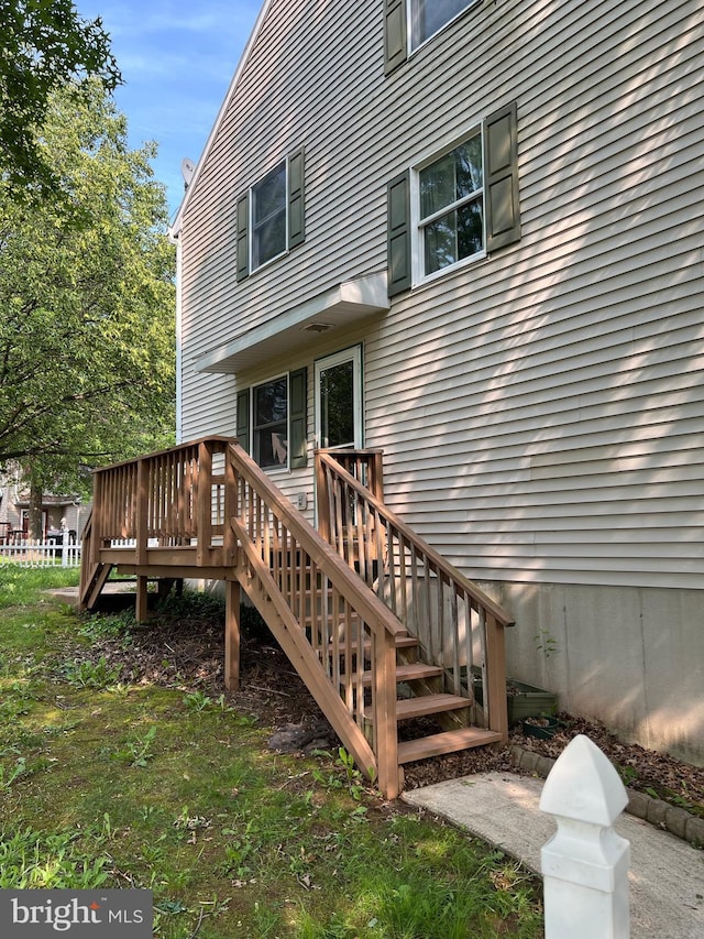 745 Cedar Ct, Red Hill, PA 18076 - rear view of house featuring a deck and stairway