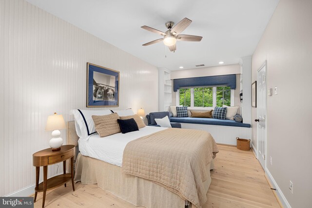 777 3rd St, Herndon, VA 20170 - bedroom with light wood-style floors, baseboards, and a ceiling fan
