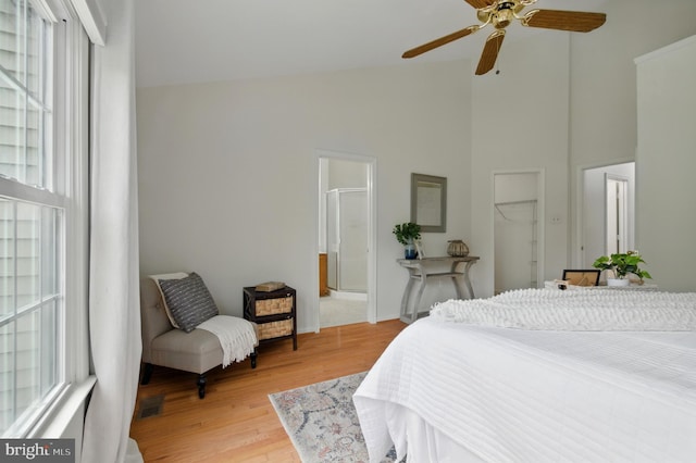 6201 Knolls Ct, Elkridge, MD 21075 - bedroom with high vaulted ceiling and light wood-style floors