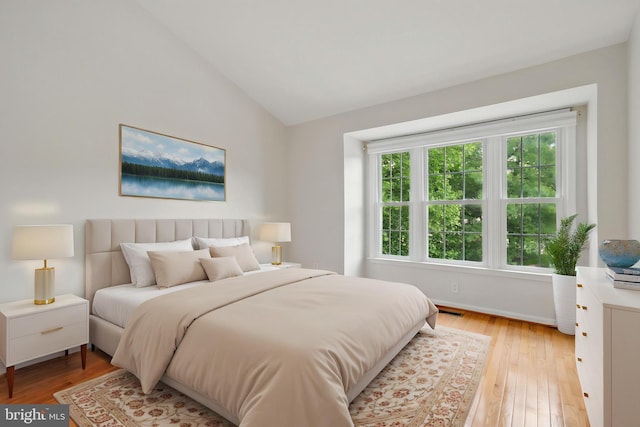 6201 Knolls Ct, Elkridge, MD 21075 - bedroom featuring light wood-style floors, lofted ceiling, and baseboards