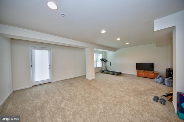 714 Shady Creek Ct, Bel Air, MD 21015 - exercise room with carpet floors, baseboards, and recessed lighting