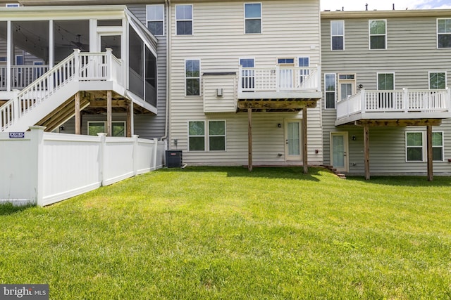 714 Shady Creek Ct, Bel Air, MD 21015 - rear view of property featuring a sunroom and central AC unit