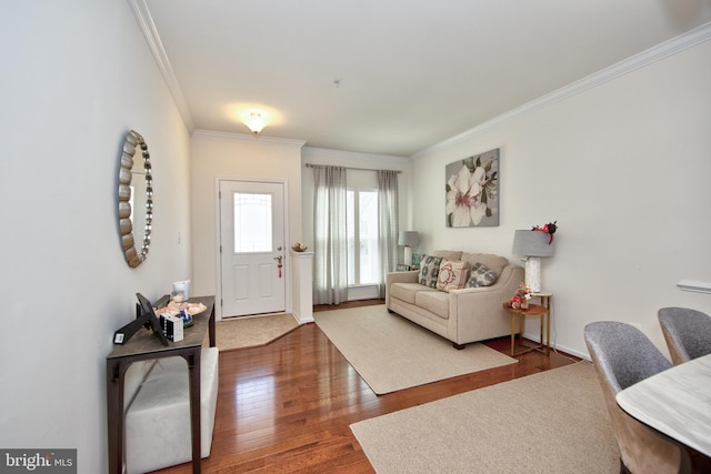 714 Shady Creek Ct, Bel Air, MD 21015 - living area featuring ornamental molding, wood finished floors, and baseboards