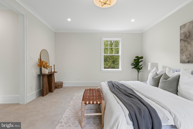 3718 Gradyville Rd, Newtown Square, PA 19073 - carpeted bedroom with ornamental molding, baseboards, and recessed lighting