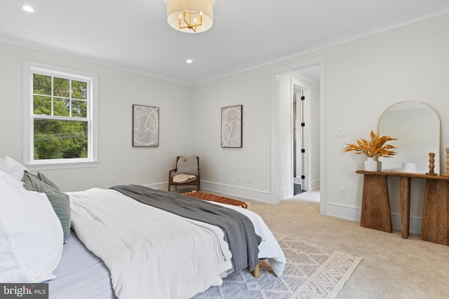 3718 Gradyville Rd, Newtown Square, PA 19073 - bedroom featuring ornamental molding, carpet floors, baseboards, and recessed lighting