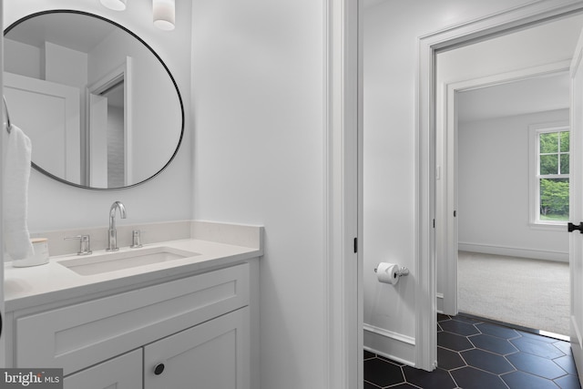 3718 Gradyville Rd, Newtown Square, PA 19073 - bathroom featuring vanity, tile patterned flooring, and baseboards