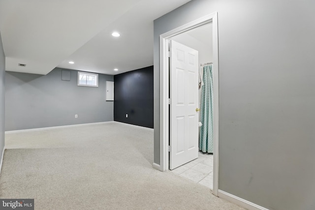 9901 Airedale Ct, Bristow, VA 20136 - basement with carpet flooring, recessed lighting, and baseboards