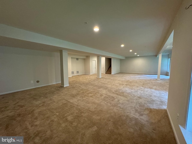2410 Vineyard Springs Way, Ellicott City, MD 21043 - finished basement featuring carpet, recessed lighting, baseboards, and stairway