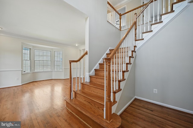 10861 Hunter Gate Way, Reston, VA 20194 - stairway with ornamental molding and wood finished floors