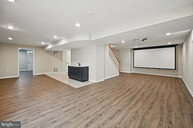 10861 Hunter Gate Way, Reston, VA 20194 - home theater with wood finished floors, recessed lighting, and bar