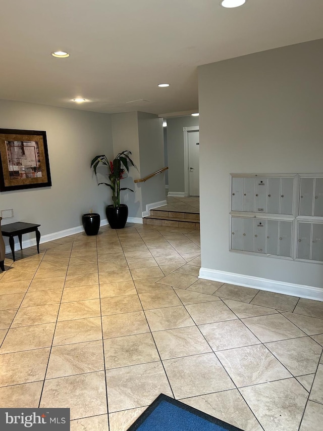 1005 Chillum Rd Unit 415, Hyattsville, MD 20782 - workout area with tile patterned flooring, recessed lighting, mail area, and baseboards