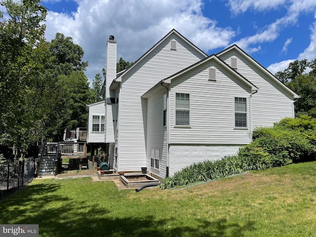 32 Misty Creek Ln, Fredericksburg, VA 22406 - back of house featuring a deck and a chimney