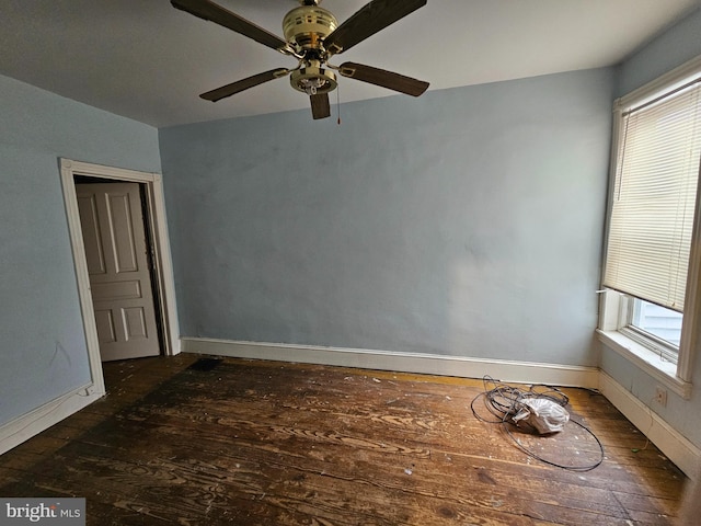 5541 Race St, Philadelphia, PA 19139 - empty room featuring hardwood / wood-style floors, baseboards, and ceiling fan