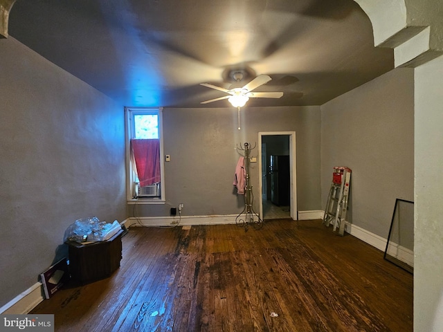5541 Race St, Philadelphia, PA 19139 - spare room featuring hardwood / wood-style floors, a ceiling fan, cooling unit, and baseboards