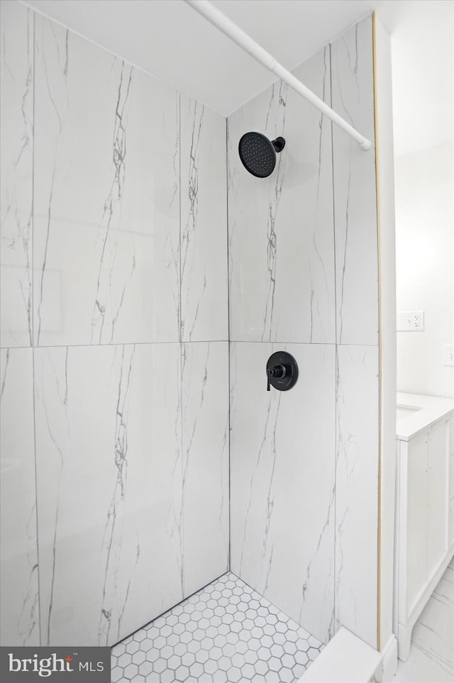 12 N Hawthorne Rd N, Middle River, MD 21220 - full bath featuring a marble finish shower, marble finish flooring, and vanity