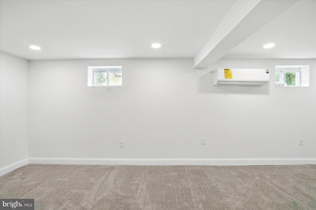 12 N Hawthorne Rd N, Middle River, MD 21220 - basement featuring carpet flooring, an AC wall unit, baseboards, and recessed lighting