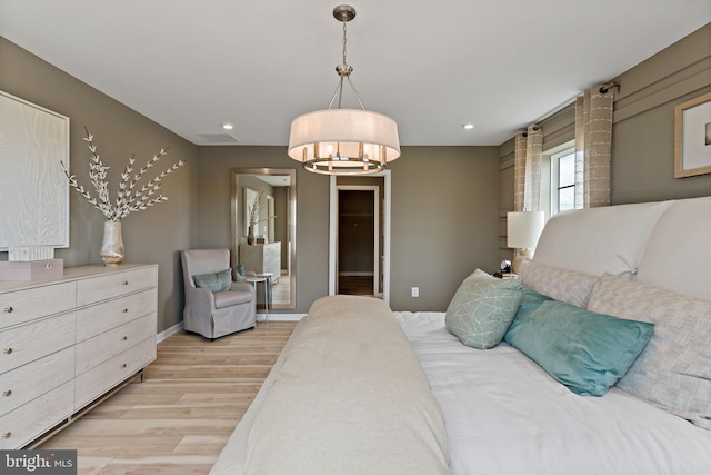 TBB Fontana Circle Whitehall Ii, Martinsburg, WV 25403 - bedroom featuring light wood-style flooring, a chandelier, recessed lighting, and baseboards