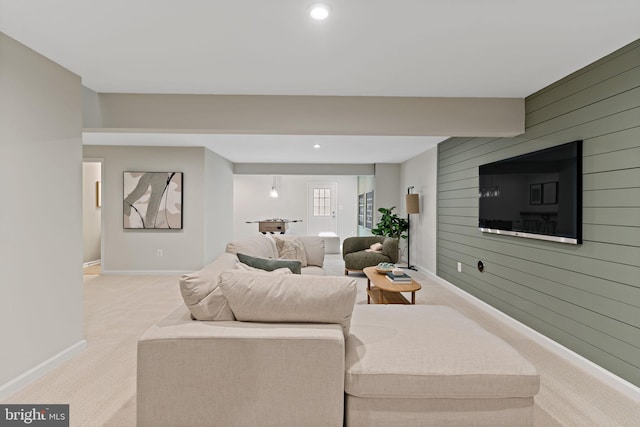 TBB Fontana Circle Whitehall Ii, Martinsburg, WV 25403 - carpeted living area featuring wood walls, baseboards, and recessed lighting