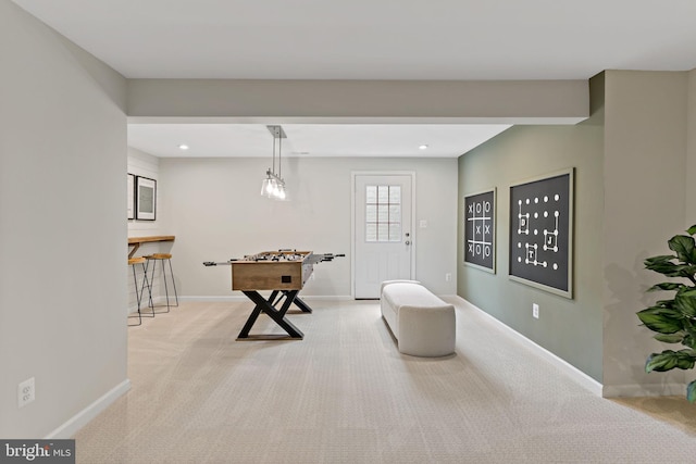TBB Fontana Circle Whitehall Ii, Martinsburg, WV 25403 - game room featuring light colored carpet, baseboards, and recessed lighting