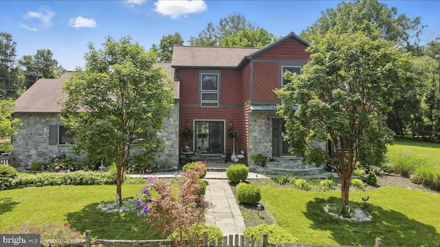 11500 Golden Post Ln, Gaithersburg, MD 20878 - view of front facade featuring stone siding and a front yard