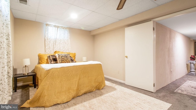 11500 Golden Post Ln, Gaithersburg, MD 20878 - carpeted bedroom with a drop ceiling and a ceiling fan