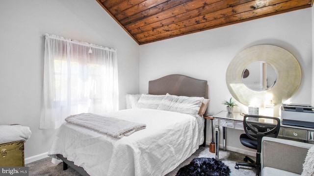 11500 Golden Post Ln, Gaithersburg, MD 20878 - carpeted bedroom featuring wooden ceiling, lofted ceiling, baseboards, and a desk