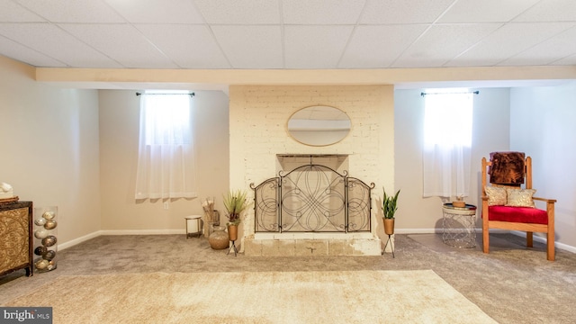 11500 Golden Post Ln, Gaithersburg, MD 20878 - carpeted living room featuring baseboards and a fireplace
