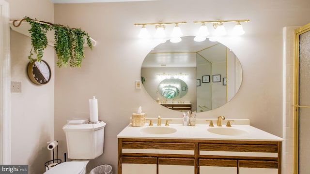 11500 Golden Post Ln, Gaithersburg, MD 20878 - full bath featuring toilet, double vanity, and a shower with door