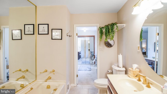 11500 Golden Post Ln, Gaithersburg, MD 20878 - bathroom with vanity, a bath, toilet, and tile patterned flooring