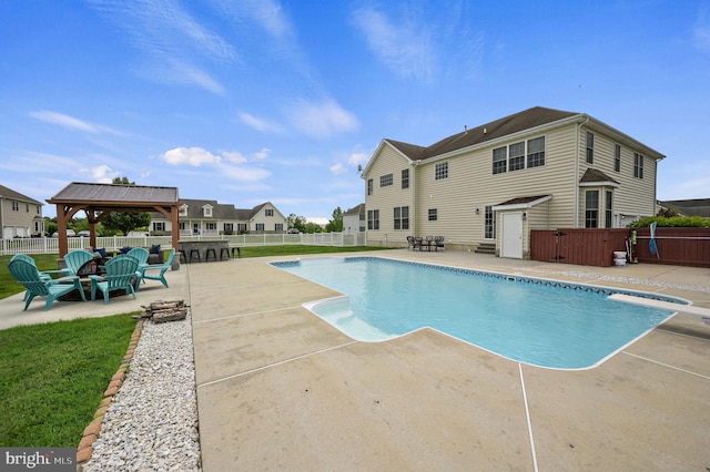 20 Doe Hill Ct, Camden Wyoming, DE 19934 - view of pool featuring a gazebo, a patio area, a fenced backyard, and a diving board
