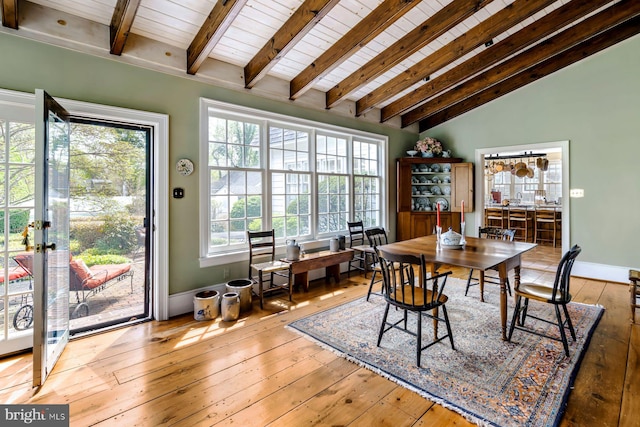 528 E Center Ave, Newtown, PA 18940 - dining room featuring wood ceiling, hardwood / wood-style floors, a desk, and baseboards
