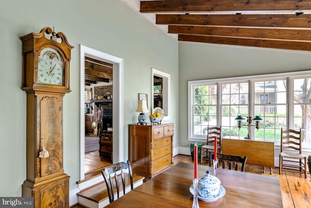 528 E Center Ave, Newtown, PA 18940 - dining space featuring hardwood / wood-style floors, a fireplace, and baseboards