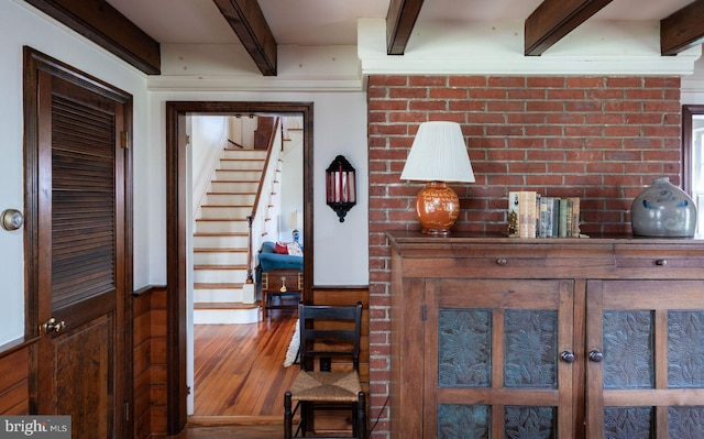 528 E Center Ave, Newtown, PA 18940 - detailed view of beam ceiling and wood finished floors