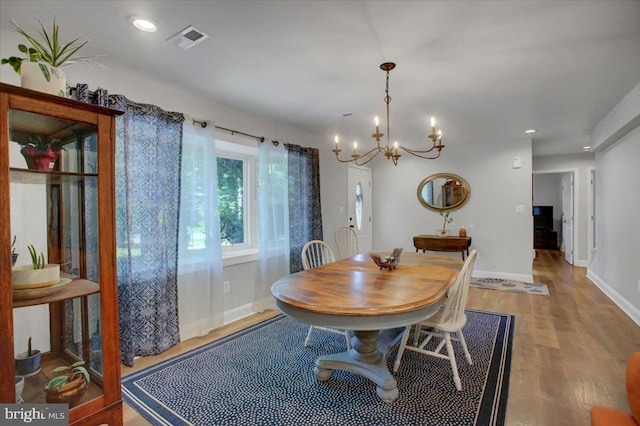 4406 Old National Pike, Middletown, MD 21769 - dining area featuring a chandelier, wood finished floors, baseboards, and recessed lighting