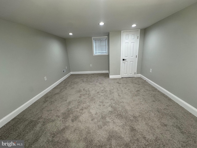 1402 W Saratoga St, Baltimore, MD 21223 - below grade area with baseboards, carpet floors, and recessed lighting