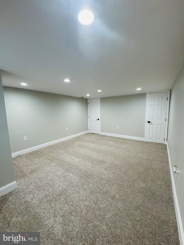 1402 W Saratoga St, Baltimore, MD 21223 - finished basement with recessed lighting, carpet, and baseboards