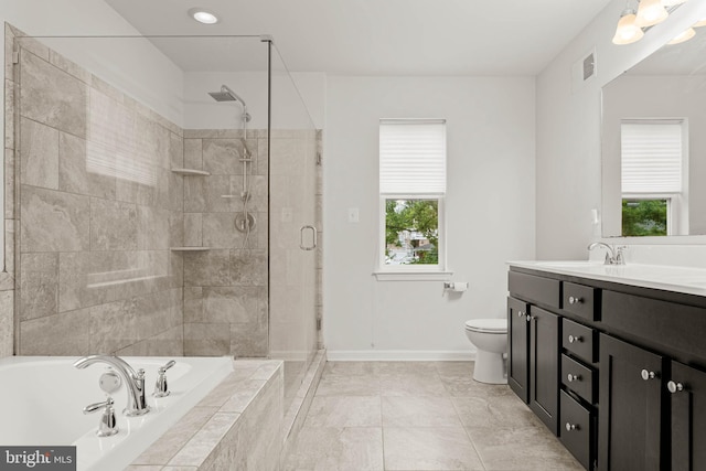 255 Summit Ave, Conshohocken, PA 19428 - full bathroom featuring vanity, a bath, a shower stall, and plenty of natural light
