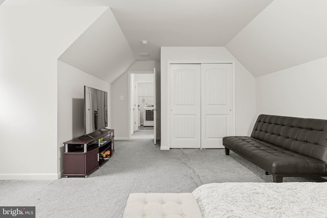 255 Summit Ave, Conshohocken, PA 19428 - living room with carpet, vaulted ceiling, and baseboards