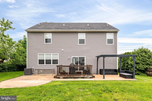 255 Summit Ave, Conshohocken, PA 19428 - back of house with a pergola, a patio, a yard, and central AC unit