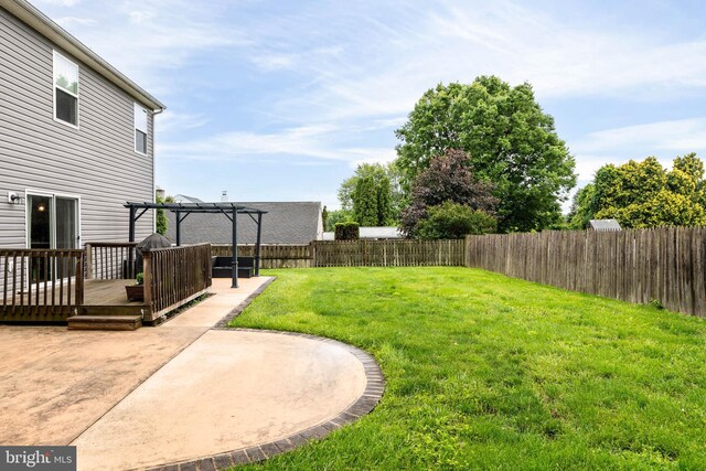 255 Summit Ave, Conshohocken, PA 19428 - view of yard featuring a pergola, a wooden deck, and a patio