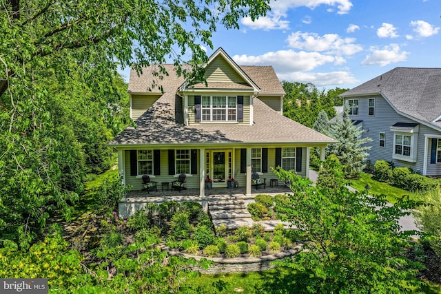 1165 Fulling Mill Ln, Haddon Heights, NJ 08035 - view of front of house with roof with shingles and covered porch