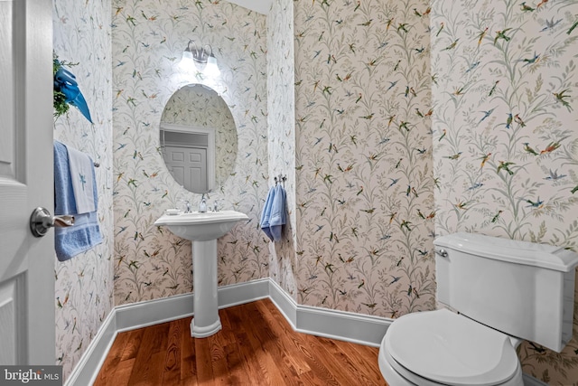 1165 Fulling Mill Ln, Haddon Heights, NJ 08035 - bathroom featuring wood finished floors and wallpapered walls