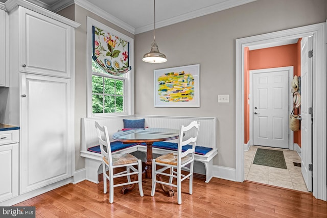 1165 Fulling Mill Ln, Haddon Heights, NJ 08035 - dining area featuring crown molding, light wood-style floors, and breakfast area